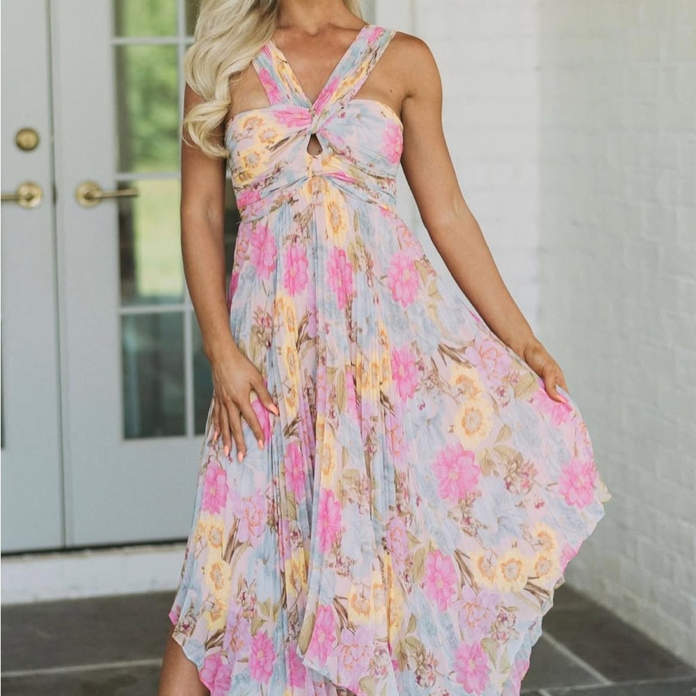 Olivaceous Pastel Floral Maxi Dress